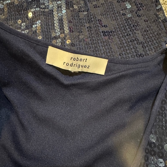 ROBERT RODRIGUEZ Size S Dark Blue Sequin Dress R $395 - Picture 9 of 10